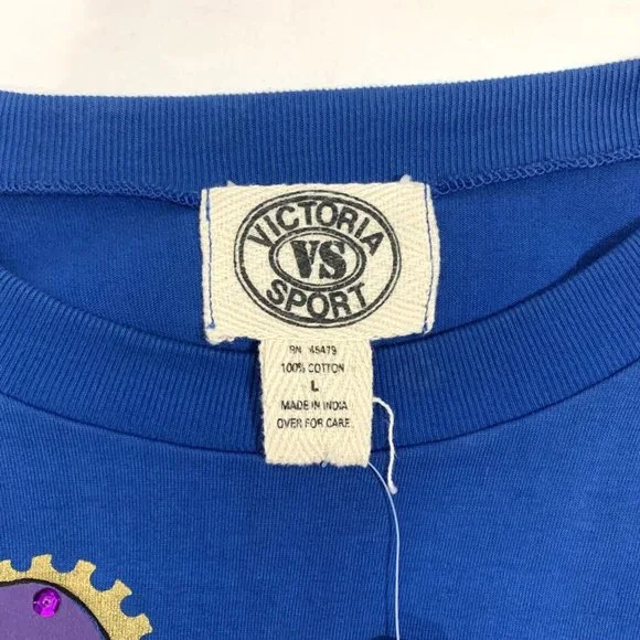 Vintage 90s Victoria Secret Sport Embroidered Crowns Blue Sweatshirt Sz L NWT - Picture 9 of 9